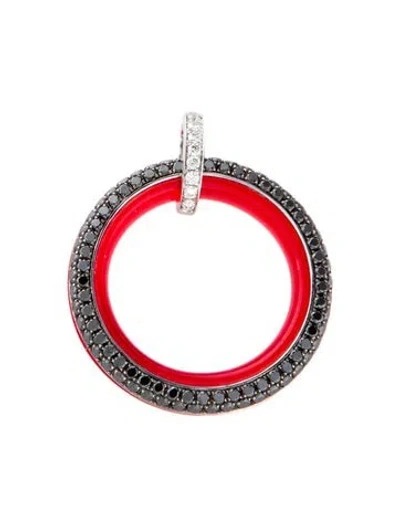 Pre-owned Pendant Frohmann Jewelers 18k 1.07ctw Diamond & Glass  In Red