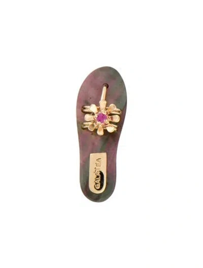 Pre-owned Pendant Galatea 14k Mother Of Pearl & Ruby Flip Flop  In Multi