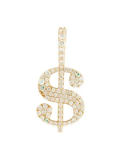 Pre-owned Pendant Icebox 14k Diamond Dollar Sign  In Multi