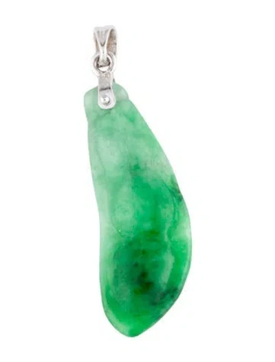Pre-owned Pendant Jadeite Pea Pod , 1.25" In Multi