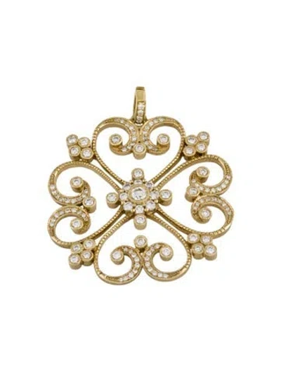 Pre-owned Pendant Leslie Greene 18k 1.30ctw Diamond Filigree  In Multi