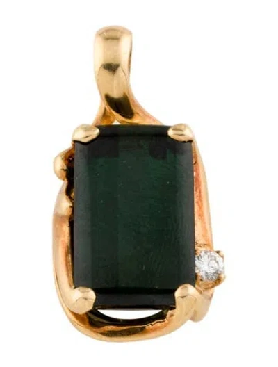 Pre-owned Pendant Maurice Tishman 18k Tourmaline & Diamond In Multi
