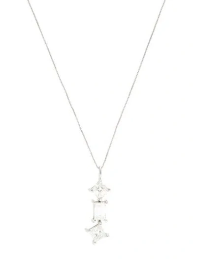 Pre-owned Pendant Platinum 1.54ctw Diamond  Necklace, 17.5" In Multi