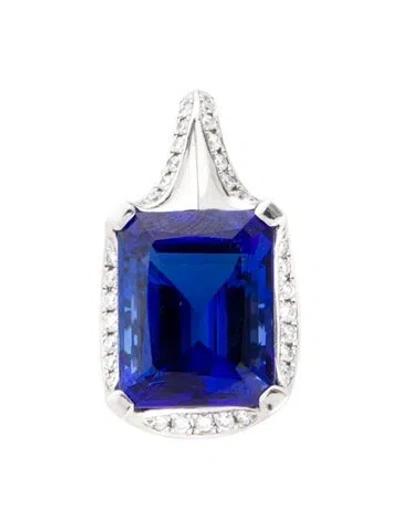 Pre-owned Pendant Platinum 23.30ctw Tanzanite & Diamond  In Multi