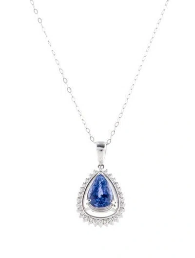 Pre-owned Pendant Platinum 3.15ct Sapphire & Diamond  Necklace, 18" In Multi