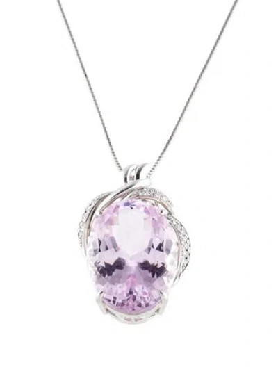 Pre-owned Pendant Platinum 31.89ct Kunzite & Diamond  Necklace, 18" In Multi
