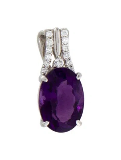 Pre-owned Pendant Platinum 6.18ct Amethyst & Diamond , 1" In Multi