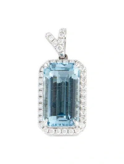 Pre-owned Pendant Platinum Aquamarine & Diamond  In Multi