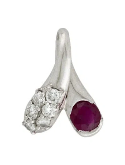 Pre-owned Pendant Platinum Ruby & Diamond , 0.75" In Multi