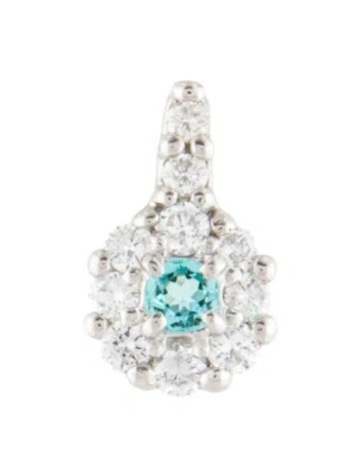 Pre-owned Pendant Platinum Tourmaline & Diamond  In Multi