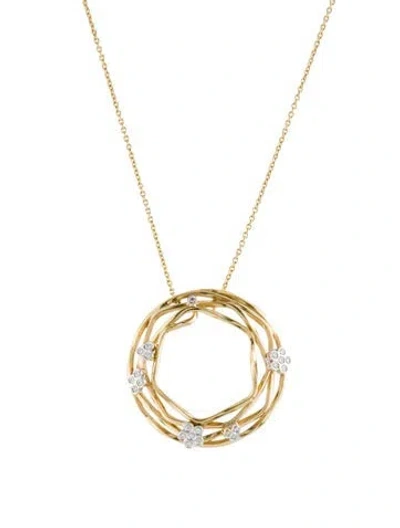 Pre-owned Pendant Poniros 18k Diamond Free Line , 18" In Multi