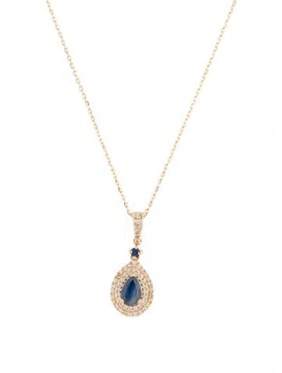Pre-owned Pendant Sapphire  Necklace, 18" In Multi