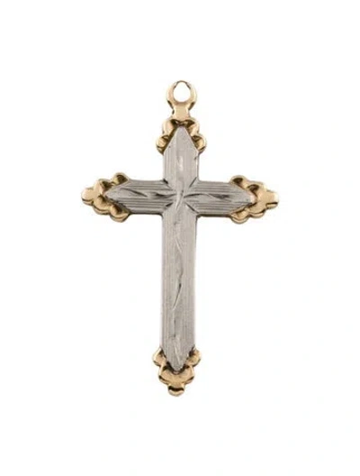 Pre-owned Pendant Two-tone Cross , 1" In Multi