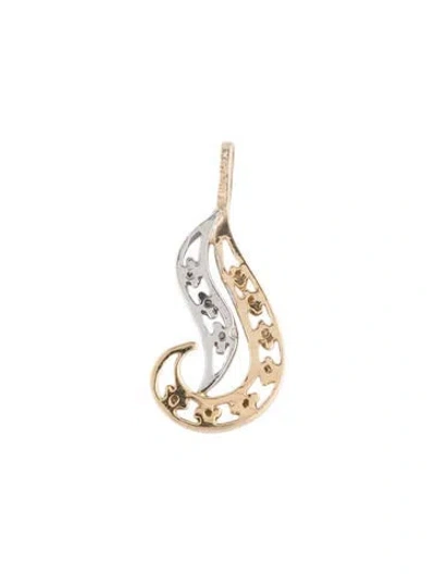 Pre-owned Pendant Two-tone Diamond Musical Note , 1" In Multi