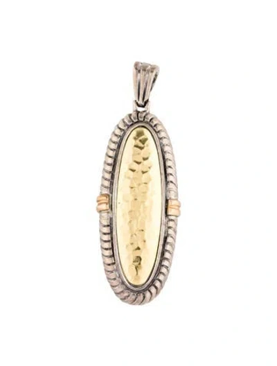 Pre-owned Pendant Two-tone Hammered Necklace , 2" In Multi
