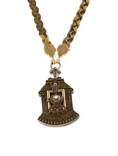 Pre-owned Pendant Victorian Pearl Locket Convertible  Necklace, 22" In Multi