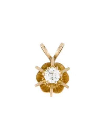 Pre-owned Pendant Vintage 14k Diamond Flower  In Multi