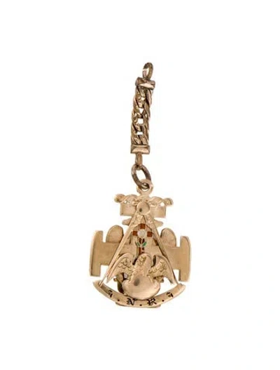 Pre-owned Pendant Vintage 14k Enamel Hinged Masonic Eagle  In Multi
