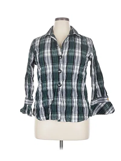 Pre-owned Pendleton 3/4 Sleeve Button Down Shirt In Green