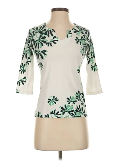 Pre-owned Pendleton 3/4 Sleeve Top Ivory Plunge Neckline Tops