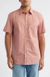 Pendleton Academy Check Pima Cotton Short Sleeve Button-up Shirt In Pink
