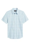 Pendleton Academy Check Pima Cotton Short Sleeve Button-up Shirt In Blue Check