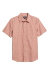 Pendleton Academy Check Pima Cotton Short Sleeve Button-up Shirt In Brick/blue Plaid