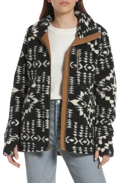 Pendleton Alder Geo Print Fleece Jacket In Juniper Mesa Navy