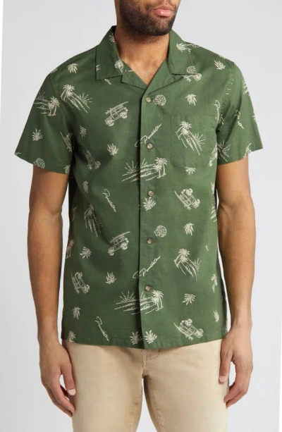 Pendleton Aloha Print Short Sleeve Button-up Shirt In Dune Rider Olive