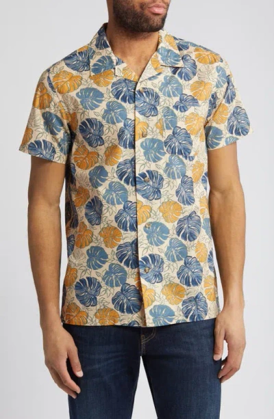 Pendleton Aloha Print Short Sleeve Button-up Shirt In Monstera Tan