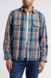 Pendleton Arcadia Plaid Cotton Flannel Button-up Shirt In Blue/gold Multi Plaid