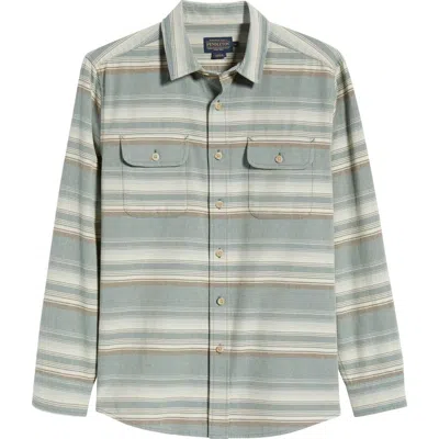 Pendleton Beach Shack Stripe Brushed Cotton Button-up Shirt In Blue