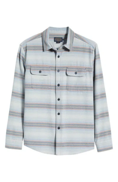 Pendleton Beach Shack Stripe Brushed Cotton Button-up Shirt In Brown