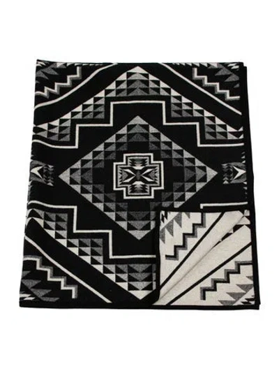 Pre-owned Pendleton Beaver State Wool Jacquard Throw Blanket In Black