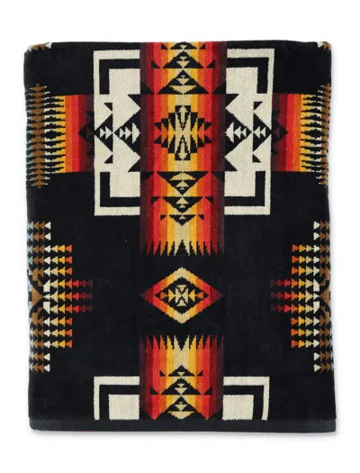 Pendleton Black Jacquard Spa Towel In Blue