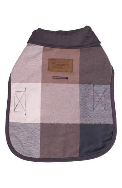 Pendleton Block Plaid Dog Coat In Brown
