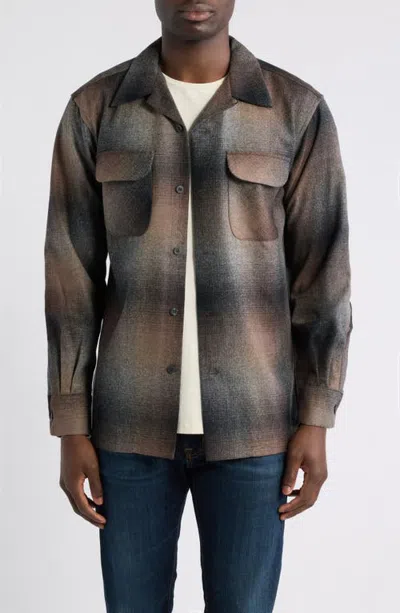 Pendleton Board Wool Shirt In Brown/charcoal Ombre