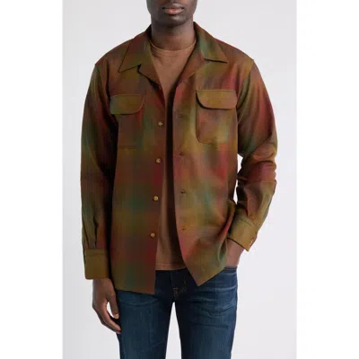 Pendleton Board Wool Shirt In Rust/olive Ombre