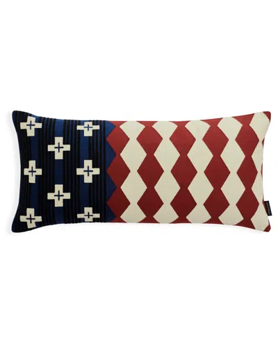 Pendleton Brave Star Embroidered Decorative Pillow, 14" X 30" In Blue