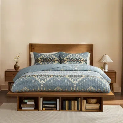 Pendleton Bridge Creek F/q Coverlet Set Silver Blue