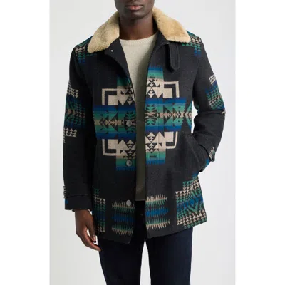 Pendleton Brownsville Wool Coat With Faux Shearling Collar In Chief Joseph Oxford