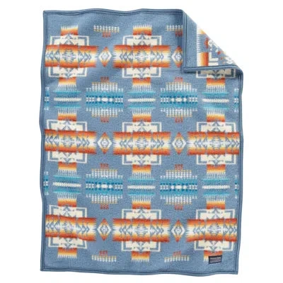 Pendleton Chief Joeseph Slate Crib Blanket In Blue,crème