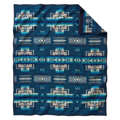 Pendleton Chief Joseph Aegean Throw In Blue,tan