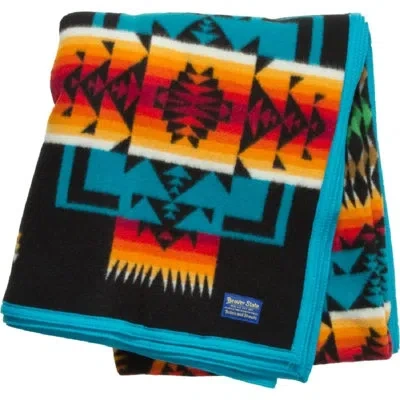 Pendleton Chief Joseph Black Throw In Black,orange