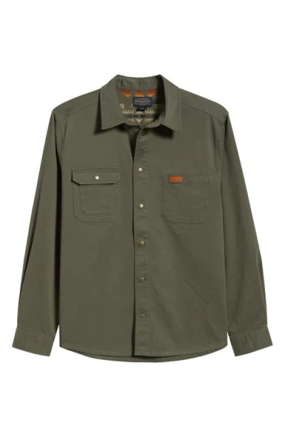 Pendleton Cotton Stretch Twill Work Shirt In Green