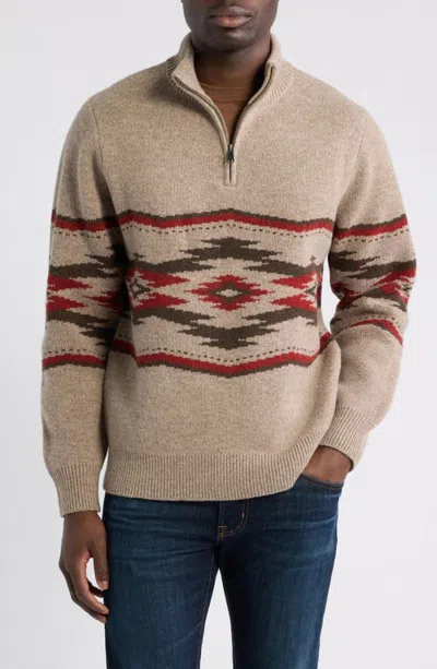 Pendleton Crown Point Wool Quarter Zip Sweater In Crown Point Tan