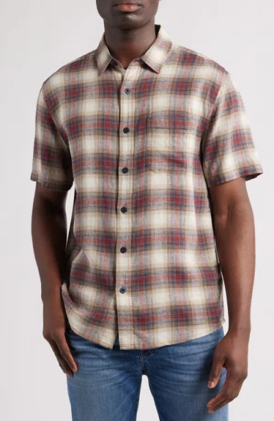 Pendleton Dawson Plaid Short Sleeve Linen Blend Button-up Shirt In Multi