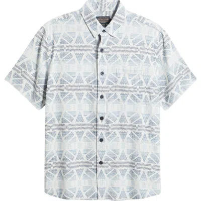 Pendleton Dawson Print Short Sleeve Linen Blend Button-up Shirt In Gray