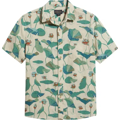 Pendleton Dawson Short Sleeve Linen Blend Button-up Shirt In Neutral