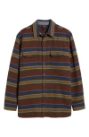 Pendleton Driftwood Beach Stripe Cotton Button-up Overshirt In Yakima Stripe Rust